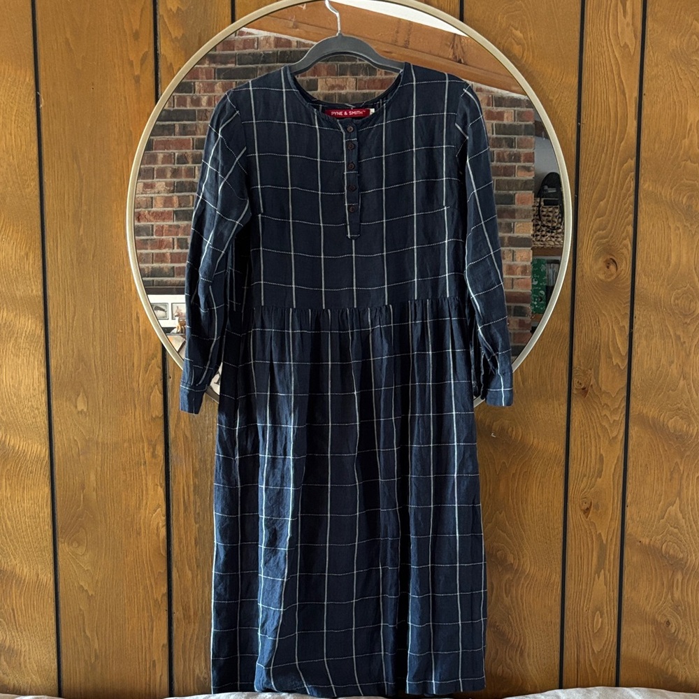 Navy Checkered Dress